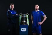 9 February 2022; Waterford manager Ian Morris and Eddie Nolan of Waterford with the SSE Airtricity League First Division trophy at the launch of the SSE Airtricity Premier & First Division and Women's National League 2022 season held at HBV Studios in Clarehall, Dublin. Photo by Harry Murphy/Sportsfile