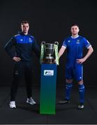 9 February 2022; Waterford manager Ian Morris and Eddie Nolan of Waterford with the SSE Airtricity League First Division trophy at the launch of the SSE Airtricity Premier & First Division and Women's National League 2022 season held at HBV Studios in Clarehall, Dublin. Photo by Harry Murphy/Sportsfile