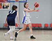 9 January 2022; Anna Grogan of Waterford Wildcats in action against Sarah Browne of DCU Mercy during the Basketball Ireland Women's U20 semi-final match between Waterford Wildcats and DCU Mercy at Parochial Hall in Cork. Photo by Sam Barnes/Sportsfile
