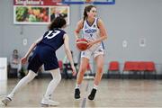 9 January 2022; Anna Grogan of Waterford Wildcats in action against Sarah Browne of DCU Mercy during the Basketball Ireland Women's U20 semi-final match between Waterford Wildcats and DCU Mercy at Parochial Hall in Cork. Photo by Sam Barnes/Sportsfile