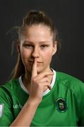8 February 2022; Tara O'Hanlon during a Peamount United squad portrait session at PRL Park in Greenogue, Dublin. Photo by Stephen McCarthy/Sportsfile