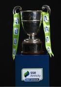 9 February 2022; The SSE Airtricity League First Division trophy at the launch of the SSE Airtricity Premier & First Division and Women's National League 2022 season held at at HBV Studios in Clarehall, Dublin. Photo by Harry Murphy/Sportsfile