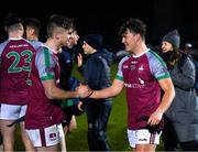 10 February 2022; Cathal Donoghue, left, and Tony Gill of NUI Galway celebrate after the Electric Ireland HE GAA Sigerson Cup Semi-Final match between NUI Galway and MTU Kerry at Mick Neville Park in Rathkeale, Limerick. Photo by Diarmuid Greene/Sportsfile