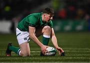 4 February 2022; Charlie Tector of Ireland takes a conversion during the U20 Six Nations Rugby Championship match between Ireland and Wales at Musgrave Park in Cork. Photo by Piaras Ó Mídheach/Sportsfile