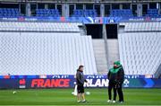 11 February 2022; Head coach Andy Farrell, centre, with national scrum coach John Fogarty, left, and forwards coach Paul O'Connell during the Ireland captain's run at Stade de France in Paris, France. Photo by Brendan Moran/Sportsfile