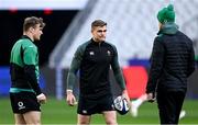 11 February 2022; Josh van der Flier, left, and Garry Ringrose with forwards coach Paul O'Connell during the Ireland captain's run at Stade de France in Paris, France. Photo by Brendan Moran/Sportsfile