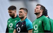 11 February 2022; Jack Carty, right, and Jordan Larmour during the Ireland captain's run at Stade de France in Paris, France. Photo by Seb Daly/Sportsfile