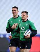 11 February 2022; Craig Casey, right, and Dan Sheehan during the Ireland captain's run at Stade de France in Paris, France. Photo by Seb Daly/Sportsfile