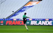 11 February 2022; Joey Carbery practices his kicking during the Ireland captain's run at Stade de France in Paris, France. Photo by Brendan Moran/Sportsfile