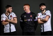 10 February 2022; Players, from left, Dan Williams, goalkeeper Nathan Sheppard and Joe Adams during a Dundalk squad portrait session at Oriel Park in Dundalk, Louth. Photo by Stephen McCarthy/Sportsfile