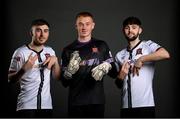 10 February 2022; Players, from left, Dan Williams, goalkeeper Nathan Sheppard and Joe Adams during a Dundalk squad portrait session at Oriel Park in Dundalk, Louth. Photo by Stephen McCarthy/Sportsfile