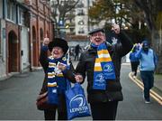 11 February 2022; Leinster supporters Dermot and Anne Deegan from Killiney, Co Dublin before the United Rugby Championship match between Leinster and Edinburgh at the RDS Arena in Dublin. Photo by David Fitzgerald/Sportsfile