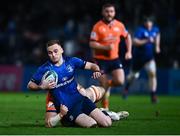 11 February 2022; Nick McCarthy of Leinster is tackled by Connor Boyle of Edinburgh during the United Rugby Championship match between Leinster and Edinburgh at the RDS Arena in Dublin. Photo by David Fitzgerald/Sportsfile