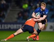 11 February 2022; Jamie Osborne of Leinster is tackled by Ramiro Moyano Joya of Edinburgh during the United Rugby Championship match between Leinster and Edinburgh at the RDS Arena in Dublin. Photo by Sam Barnes/Sportsfile