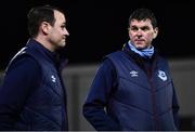 11 February 2022; Drogheda United manager Kevin Doherty, right, with assistant manager Daire Doyle before the Jim Malone Cup match between Dundalk and Drogheda United at Oriel Park in Dundalk, Louth. Photo by Ben McShane/Sportsfile
