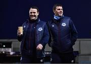 11 February 2022; Drogheda United manager Kevin Doherty, right, and assistant manager Daire Doyle before the Jim Malone Cup match between Dundalk and Drogheda United at Oriel Park in Dundalk, Louth. Photo by Ben McShane/Sportsfile