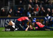 11 February 2022; Ciarán Frawley of Leinster receives treatment during the United Rugby Championship match between Leinster and Edinburgh at the RDS Arena in Dublin. Photo by David Fitzgerald/Sportsfile