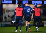 11 February 2022; Ciarán Frawley of Leinster leaves the field after picking up an injury during the United Rugby Championship match between Leinster and Edinburgh at the RDS Arena in Dublin. Photo by Sam Barnes/Sportsfile