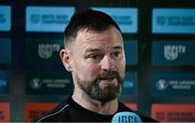 11 February 2022; Warriors assistant coach Nigel Carolan is interviewed at the United Rugby Championship match between Glasgow Warriors and Munster at Scotstoun Stadium in Glasgow, Scotland. Photo by Paul Devlin/Sportsfile
