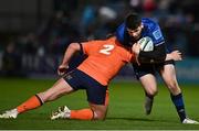 11 February 2022; Harry Byrne of Leinster in action against Adam McBurney of Edinburgh during the United Rugby Championship match between Leinster and Edinburgh at the RDS Arena in Dublin. Photo by Sam Barnes/Sportsfile