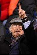 11 February 2022; President of Ireland Michael D Higgins during the FAI President's Cup match between Shamrock Rovers and St Patrick's Athletic at Tallaght Stadium in Dublin. Photo by Stephen McCarthy/Sportsfile