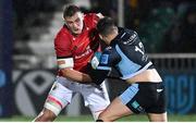 11 February 2022; Gavin Coombes of Munster in action against Sam Johnson of Glasgow during the United Rugby Championship match between Glasgow Warriors and Munster at Scotstoun Stadium in Glasgow, Scotland. Photo by Paul Devlin/Sportsfile