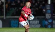 11 February 2022; Simon Zebo of Munster in action against during the United Rugby Championship match between Glasgow Warriors and Munster at Scotstoun Stadium in Glasgow, Scotland. Photo by Paul Devlin/Sportsfile
