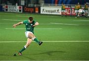 11 February 2022; Charlie Tector of Ireland kicks a conversion during of the U20 Six Nations Rugby Championship match between France and Ireland at Stade Maurice David in Aix-en-Provence, France. Photo by Manuel Blondeau/Sportsfile