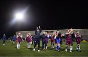 11 February 2022; Drogheda United players and staff applaud to their supporters after their victory in the Jim Malone Cup match between Dundalk and Drogheda United at Oriel Park in Dundalk, Louth. Photo by Ben McShane/Sportsfile