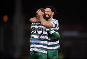 11 February 2022; Richie Towell, right, and Jack Byrne of Shamrock Rovers celebrate after the FAI President's Cup match between Shamrock Rovers and St Patrick's Athletic at Tallaght Stadium in Dublin. Photo by Stephen McCarthy/Sportsfile