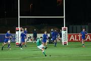 11 February 2022; Charlie Tector of Ireland kicks the winning conversion during the U20 Six Nations Rugby Championship match between France and Ireland at Stade Maurice David in Aix-en-Provence, France. Photo by Manuel Blondeau/Sportsfile