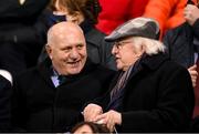 11 February 2022; President of Ireland Michael D Higgins and FAI President Gerry McAnaney before the FAI President's Cup match between Shamrock Rovers and St Patrick's Athletic at Tallaght Stadium in Dublin. Photo by Stephen McCarthy/Sportsfile