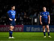 11 February 2022; Harry Byrne, left, and Rory O'Loughlin of Leinster during the United Rugby Championship match between Leinster and Edinburgh at the RDS Arena in Dublin. Photo by David Fitzgerald/Sportsfile