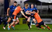 11 February 2022; Tommy O'Brien of Leinster in action against James Lang, left, and Matt Currie of Edinburgh during the United Rugby Championship match between Leinster and Edinburgh at the RDS Arena in Dublin. Photo by Sam Barnes/Sportsfile