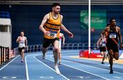 12 February 2022; Conor Morey of Leevale AC, Cork, on his way to winning the men's 200m during the AAI National Indoor Games & Indoor League Final at the National Indoor Arena, Sport Ireland Campus in Dublin. Photo by Sam Barnes/Sportsfile