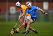 12 February 2022; Sean Elliott of Antrim in action against Paddy Smyth of Dublin during the Allianz Hurling League Division 1 Group B match between Antrim and Dublin at Corrigan Park in Belfast. Photo by Ben McShane/Sportsfile