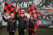 12 February 2022; Ballygunner supporters, from left, Caoimhe, age 8, Páraic, age 11, and Eoghan, age 6, before the AIB GAA Hurling All-Ireland Senior Club Championship Final match between Ballygunner, Waterford, and Shamrocks, Kilkenny, at Croke Park in Dublin. Photo by Stephen McCarthy/Sportsfile
