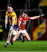 5 February 2022; John Cooper of Cork and Ronan Lanigan of Clare during the Allianz Football League Division 2 match between Cork and Clare at Páirc Ui Chaoimh in Cork. Photo by Ben McShane/Sportsfile