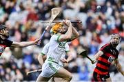 12 February 2022; Colin Fennelly of Shamrocks takes a shot on goal under pressure from Barry Coughlan of Ballygunner, left, during the AIB GAA Hurling All-Ireland Senior Club Championship Final match between Ballygunner, Waterford, and Shamrocks, Kilkenny, at Croke Park in Dublin. Photo by Piaras Ó Mídheach/Sportsfile