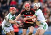 12 February 2022; Billy O'Keeffe of Ballygunner in action against Kevin Mullen, right, and Darren Mullen of Shamrocks during the AIB GAA Hurling All-Ireland Senior Club Championship Final match between Ballygunner, Waterford, and Shamrocks, Kilkenny, at Croke Park in Dublin. Photo by Stephen McCarthy/Sportsfile