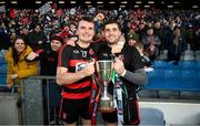 12 February 2022; Billy O'Keeffe, left, and Ballygunner goalkeeper Stephen O'Keeffe celebrate after the AIB GAA Hurling All-Ireland Senior Club Championship Final match between Ballygunner, Waterford, and Shamrocks, Kilkenny, at Croke Park in Dublin. Photo by Stephen McCarthy/Sportsfile