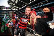 12 February 2022; Ballygunner's Philip and Emily O'Mahony celebrate after the AIB GAA Hurling All-Ireland Senior Club Championship Final match between Ballygunner, Waterford, and Shamrocks, Kilkenny, at Croke Park in Dublin. Photo by Stephen McCarthy/Sportsfile