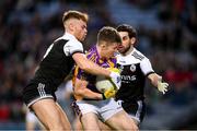 12 February 2022; Hugh Kenny of Kilmacud Crokes in action against Aaron Morgan, left, and Niall Branagan of Kilcoo during the AIB GAA Football All-Ireland Senior Club Championship Final match between Kilcoo, Down, and Kilmacud Crokes, Dublin, at Croke Park in Dublin. Photo by Stephen McCarthy/Sportsfile