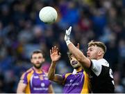 12 February 2022; Aaron Morgan of Kilcoo in action against Ben Shovlin of Kilmacud Crokes during the AIB GAA Football All-Ireland Senior Club Championship Final match between Kilcoo, Down, and Kilmacud Crokes, Dublin, at Croke Park in Dublin. Photo by Piaras Ó Mídheach/Sportsfile