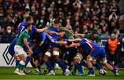 12 February 2022; France players push back the Ireland players in a scrum during the Guinness Six Nations Rugby Championship match between France and Ireland at Stade de France in Paris, France. Photo by Brendan Moran/Sportsfile