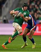 12 February 2022; James Ryan of Ireland in action against Gael Fickou of France during the Guinness Six Nations Rugby Championship match between France and Ireland at Stade de France in Paris, France. Photo by Seb Daly/Sportsfile