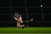 12 February 2022; Fintan Burke of Galway scores a point from a sideline cut during the Allianz Hurling League Division 1 Group A match between Limerick and Galway at TUS Gaelic Grounds in Limerick. Photo by Eóin Noonan/Sportsfile