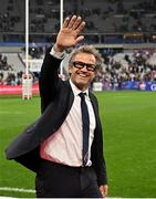 12 February 2022; France head coach Fabien Galthié celebrates after the Guinness Six Nations Rugby Championship match between France and Ireland at Stade de France in Paris, France. Photo by Brendan Moran/Sportsfile