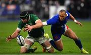 12 February 2022; James Ryan of Ireland and Gael Fickou of France contest a loose ball during the Guinness Six Nations Rugby Championship match between France and Ireland at Stade de France in Paris, France. Photo by Brendan Moran/Sportsfile