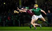 12 February 2022; Jack Grealish of Galway in action against Seamus Flanagan of Limerick  during the Allianz Hurling League Division 1 Group A match between Limerick and Galway at TUS Gaelic Grounds in Limerick. Photo by Eóin Noonan/Sportsfile